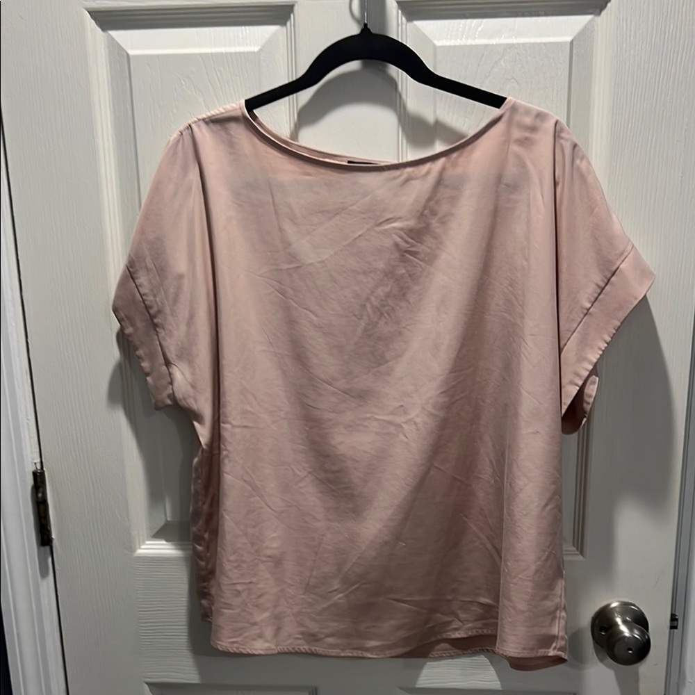 Boxy Pink Blouse with Cuffed Sleeves